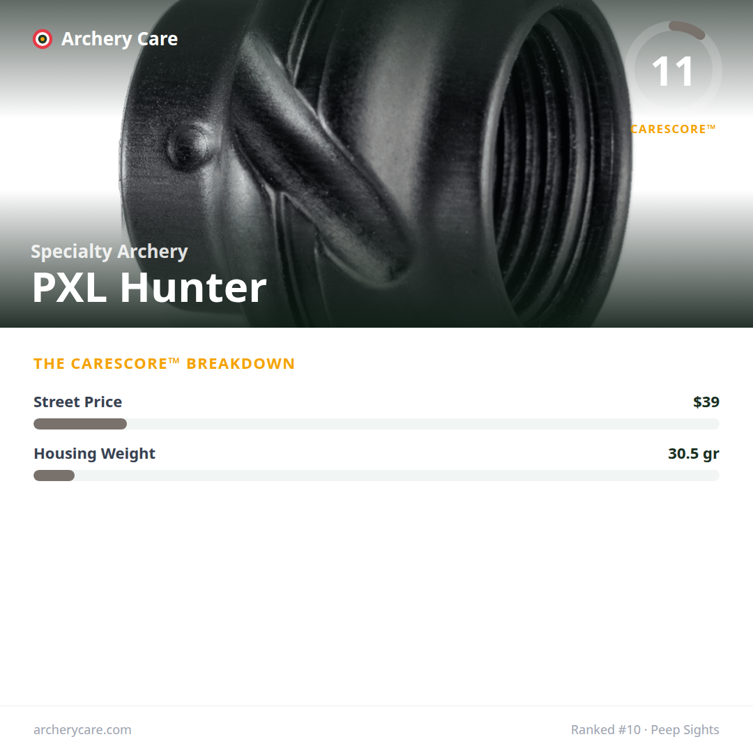 Specialty Archery PXL Hunter — CareScore spec card, 11/100