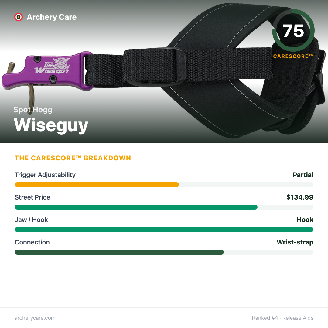 Spot Hogg Wiseguy — CareScore spec card, 75/100